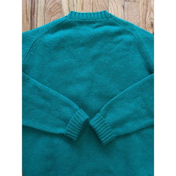 Vintage 100% Scottish Shetland Wool Sweater Mens Green Blue Medium - Picture 4 of 5